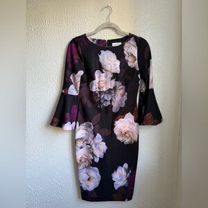 Calvin Klein Black and Purple Floral Dress